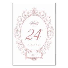 Elegante Vintage Blumen-Ornament-Rahmen Hochzeit Tischnummer