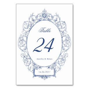 Elegante Vintage Blumen-Ornament-Rahmen Hochzeit Tischnummer