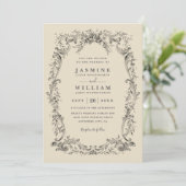 Elegante Vintage-Blumen-QR-Code-Hochzeit Einladung (Stehend Vorderseite)