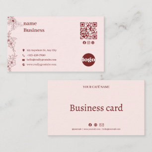 Elegante Vintage-Blumen-QR-Code-Visitenkarte Visitenkarte