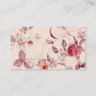 Elegante Vintage-Blumen-Rosenmuster-Vorlage Visitenkarte