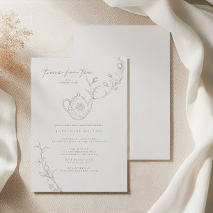 Elegante Vintage-Blumen-Teeparty-Brautabschied Einladung