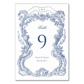 Elegante Vintage Blumen Tischnummer