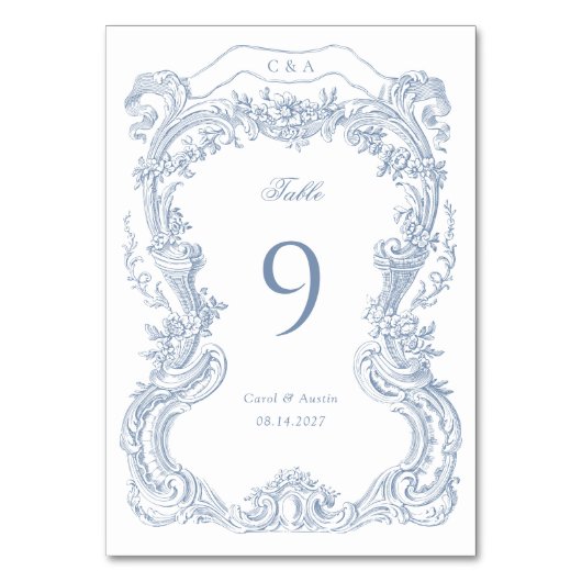 Elegante Vintage Blumen Tischnummer (Vorderseite)