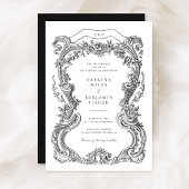 Elegante Vintage Blumen-Toile-Hochzeit Einladung