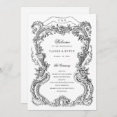 Elegante Vintage Blumen-Toile-Hochzeit Programm (Vorne/Hinten)