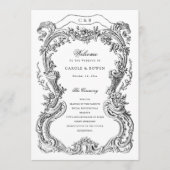 Elegante Vintage Blumen-Toile-Hochzeit Programm (Vorderseite)