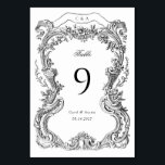 Elegante Vintage Blumen-Toile-Hochzeit Tischnummer<br><div class="desc">Elegante Vintage barocke Tischnummer</div>