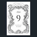 Elegante Vintage Blumen-Toile-Hochzeit Tischnummer<br><div class="desc">Elegante Vintage barocke Tischnummer</div>