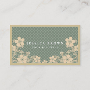 Elegante Vintage Blumen- u. Polkapunkte Visitenkarte