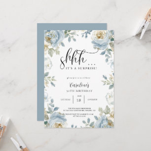Elegante Vintage-Blumen-Überraschung zum Geburtsta Einladung