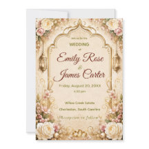 Elegante Vintage-Blumen- und Gold-Hochzeitseinladu