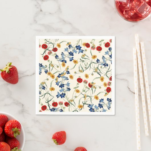 Elegante Vintage-Blumen-Wildblumen  Serviette (Beispiel)