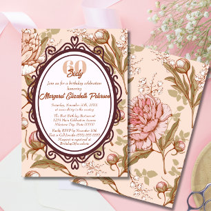 Elegante Vintage-Blumen zum Geburtstagsjubiläum fü Einladung