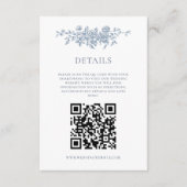 Elegante Vintage Blumenblauer Hochzeitstil - QRcod Begleitkarte (Vorderseite)