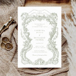 Elegante Vintage Blumendecke Einladung<br><div class="desc">Eleganter Vintager Zierstil mit Blumenzargen,  Grünkastenrahmen,  Einladung zur Hochzeit. Vintage Barockrahmendesign Einladung zur Hochzeit.</div>