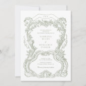 Elegante Vintage Blumendecke Einladung (Vorderseite)