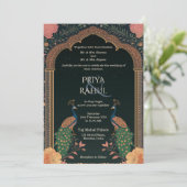 Elegante Vintage blumengeschüttelte Hochzeiten in Einladung (Stehend Vorderseite)