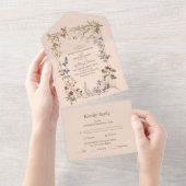 Elegante Vintage Blumenhochzeit All In One Einladung (Abreißen)