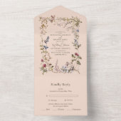 Elegante Vintage Blumenhochzeit All In One Einladung (Innen Boden)