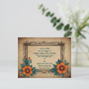 Elegante Vintage-Blumenhochzeit Ankündigungspostkarte