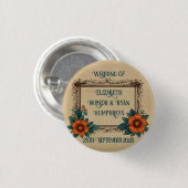 Elegante Vintage Blumenhochzeit Button (Vorne & Hinten)