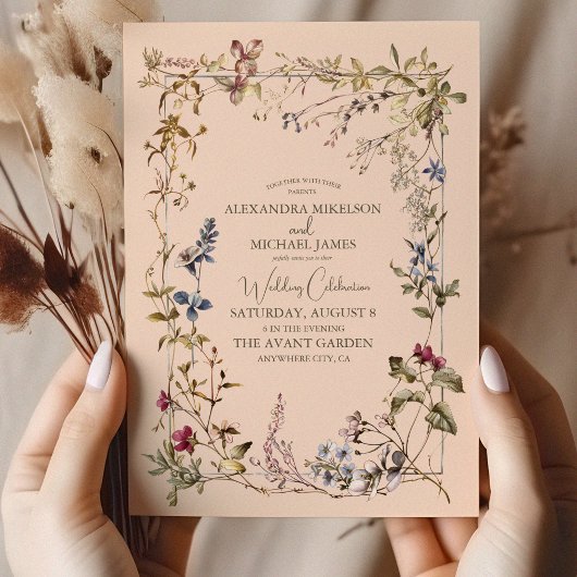 Elegante Vintage Blumenhochzeit Einladung