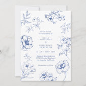 Elegante Vintage Blumenhochzeit Einladung (Vorderseite)