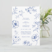 Elegante Vintage Blumenhochzeit Einladung (Stehend Vorderseite)