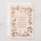 Elegante Vintage Blumenhochzeit Einladung (Vorderseite)