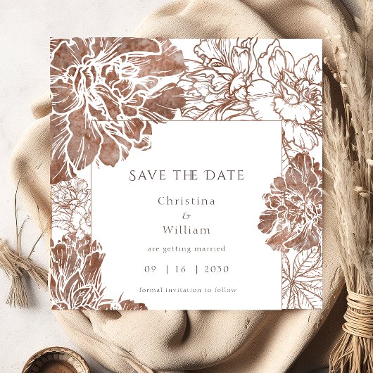 Elegante Vintage Blumenhochzeit Save The Date