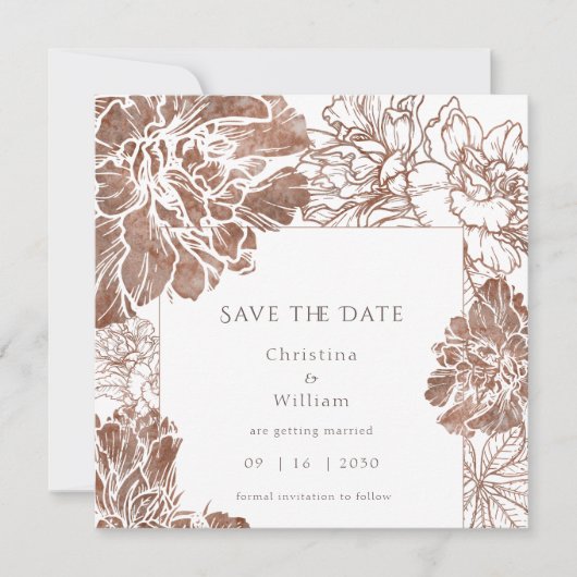 Elegante Vintage Blumenhochzeit Save The Date (Vorderseite)