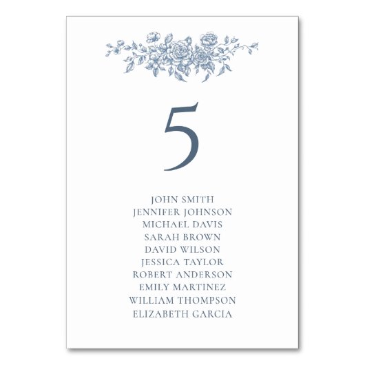 Elegante Vintage Blumenhochzeit Tischnummer (Vorderseite)