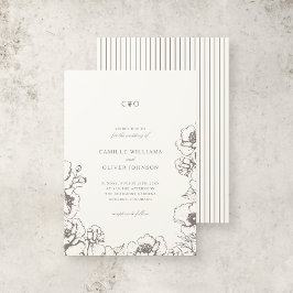 Elegante Vintage Blumeninitials Garden Wedding Einladung