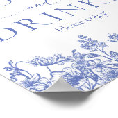 Elegante Vintage Blumenkost und Getränke Unterschr Poster (Ecke)