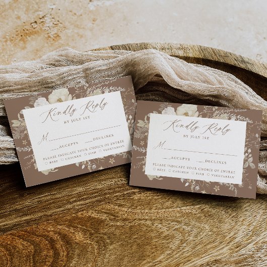 Elegante Vintage Blumenmahlzeit RSVP Karte