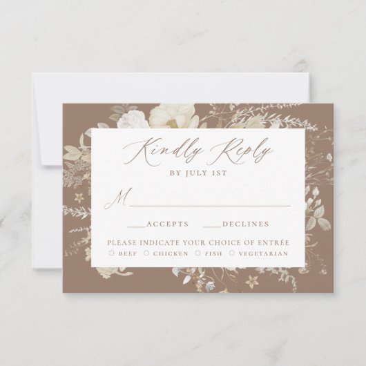 Elegante Vintage Blumenmahlzeit RSVP Karte (Vorderseite)