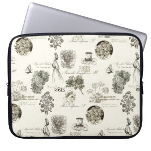 Elegante vintage Blumenmuster-Laptoptasche Laptopschutzhülle