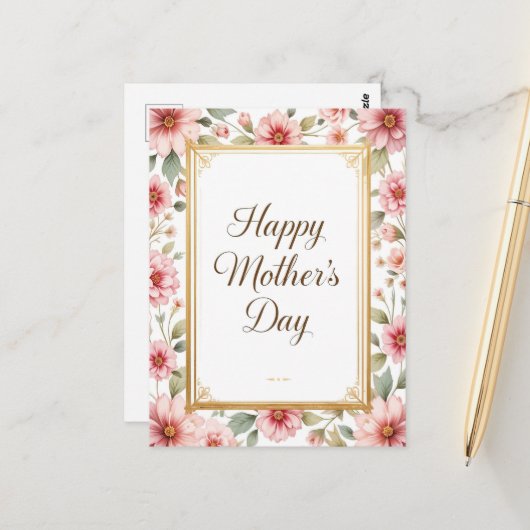 Elegante Vintage Blumenmütter-Mama Postkarte (Vorderseite/Rückseite Beispiel)