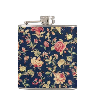 Elegante Vintage BlumenRose Flachmann