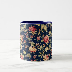 Elegante Vintage BlumenRosen-Tasse Zweifarbige Tasse
