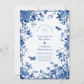 Elegante Vintage Blumenschild Einladung (Vorderseite)