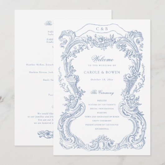 Elegante Vintage Blumenschild Programm (Vorne/Hinten)