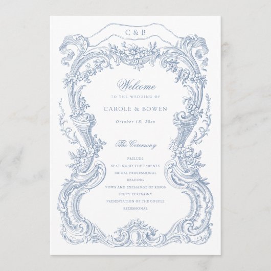 Elegante Vintage Blumenschild Programm (Vorderseite)