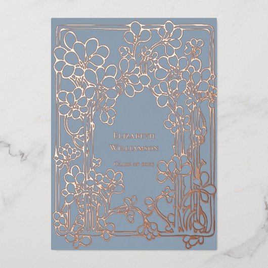 Elegante Vintage Blumenstudium Folieneinladung (Vorderseite)