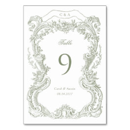 Elegante Vintage Blumentoilette Tischnummer