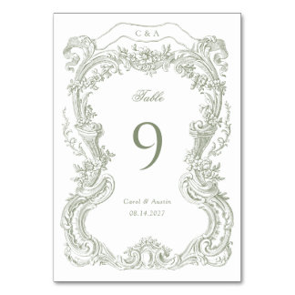 Elegante Vintage Blumentoilette Tischnummer