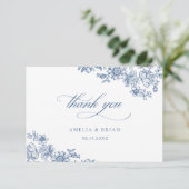 Elegante Vintage Blumenzellenschrift Dankeskarte (Stehend Vorderseite)