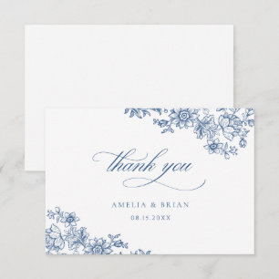 Elegante Vintage Blumenzellenschrift Dankeskarte