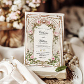 Elegante Vintage Blush Bloral Hochzeit Einladung